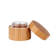 environmentally friendly packing material bamboo glass cosmetic cream jar 30ml with bamboo lid